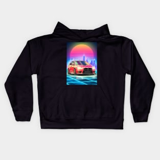 Synthwave Mitsubishi Evolution 10 (2007) Kids Hoodie